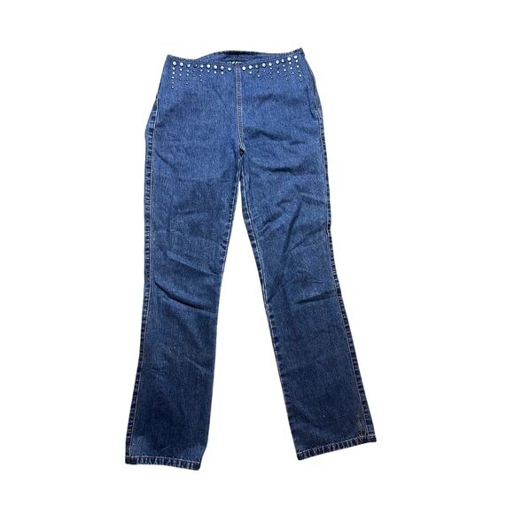 Dkny Denim - Vintage DKNY Bareback Brazilian Jeans Size 4 Studded Mid Rise 32x31 Y2K Denim